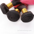 色付きの髪のバンドル卸売バージンブラジルの髪織りバンドル2トーン1bピンクストレートオンブル人間の髪の束